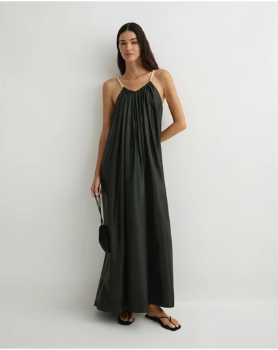 BONDI BORN - Como Tie-Neck Maxi Dress - Forest