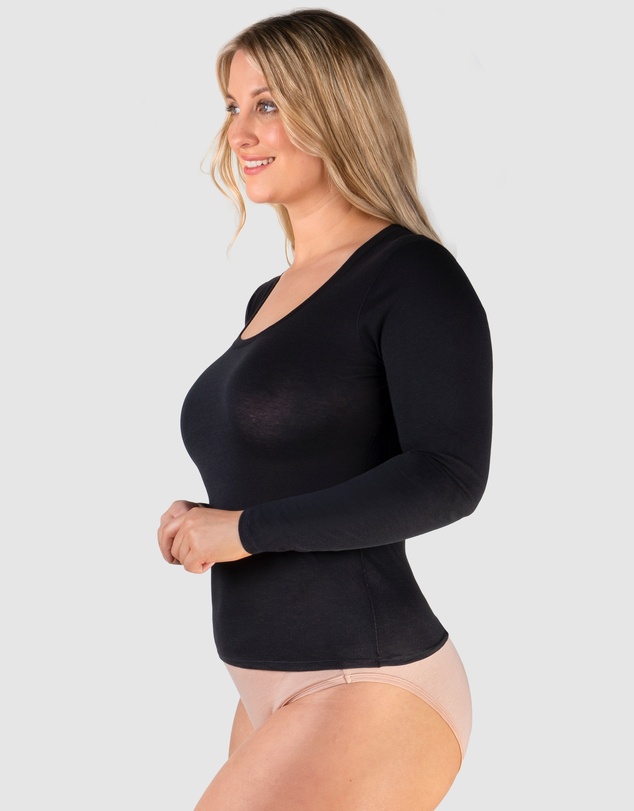 B Free Intimate Apparel - Superfine﻿ 100% Cotton Long Sleeve Top - 2 Pack