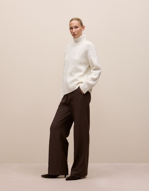 Trenery - Merino Cable Rollneck in Marshmallow
