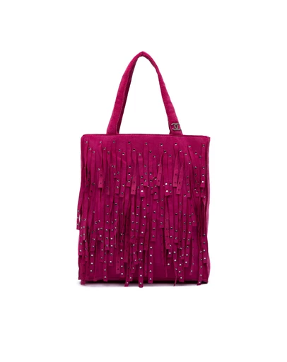 Pre-Loved by Azura Reborn - Pre-Loved chanel Embellished Suede Tote Bag with Fringe Details