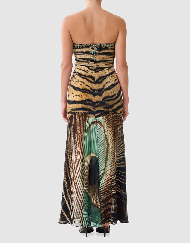 Camilla - Strapless Jersey Dress with Silk Panel
