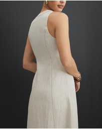 AERE - Sierra Linen Button Down Midi Dress