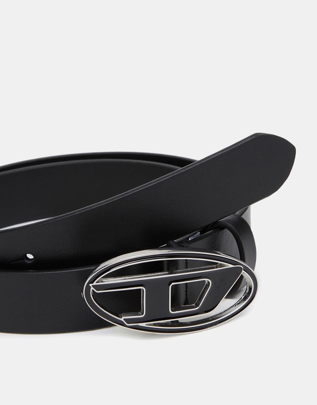Diesel - B-1DR 25 Leather Belt with Enamelled Buckle
