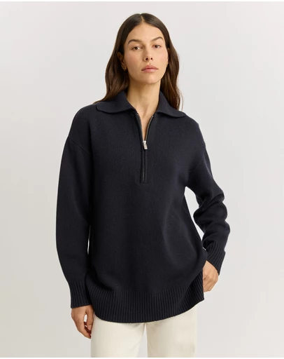 Toorallie - Relaxed Longline Zip Polo