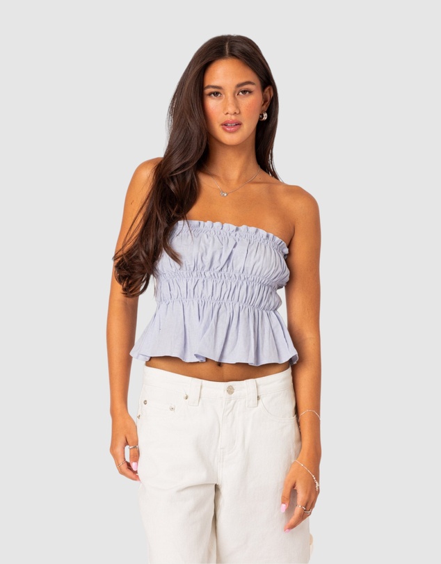 EDIKTED - Katherine linen scrunch top