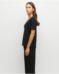 JH Lounge - JHL V-Neck T (Fine Cotton Cashmere) Black