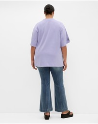 City Chic - Plus size Western Soul Oversized Tee - lilac