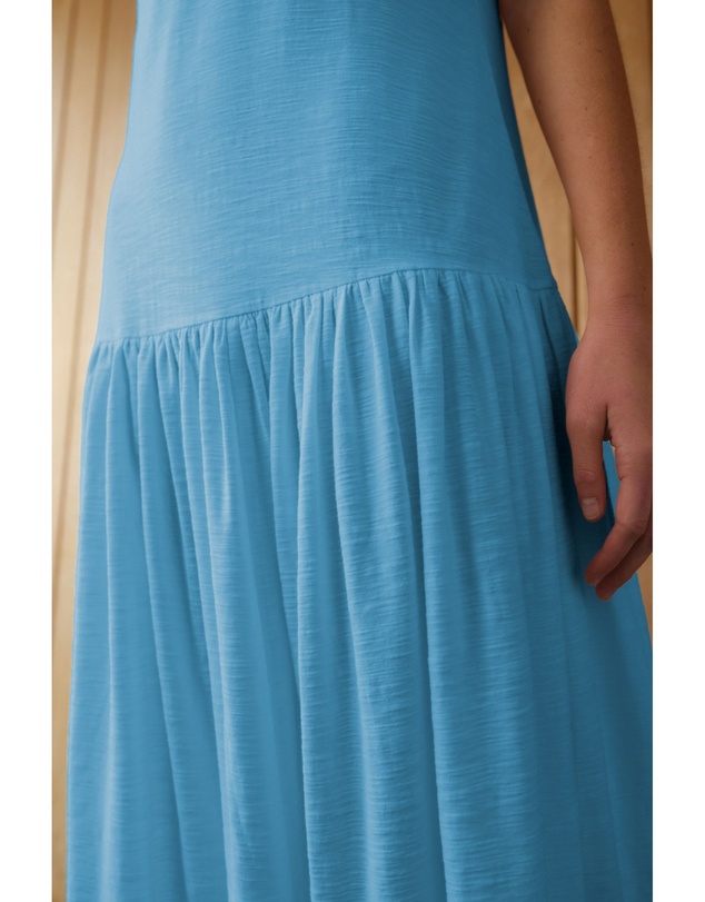 NEXT - Sleeveless Drop Waist 100% Cotton Crew Neck Midi Dress