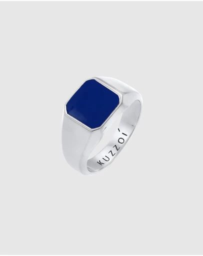 Kuzzoi - ICONIC EXCLUSIVE - Enamel Signet Ring in 925 Sterling Silver