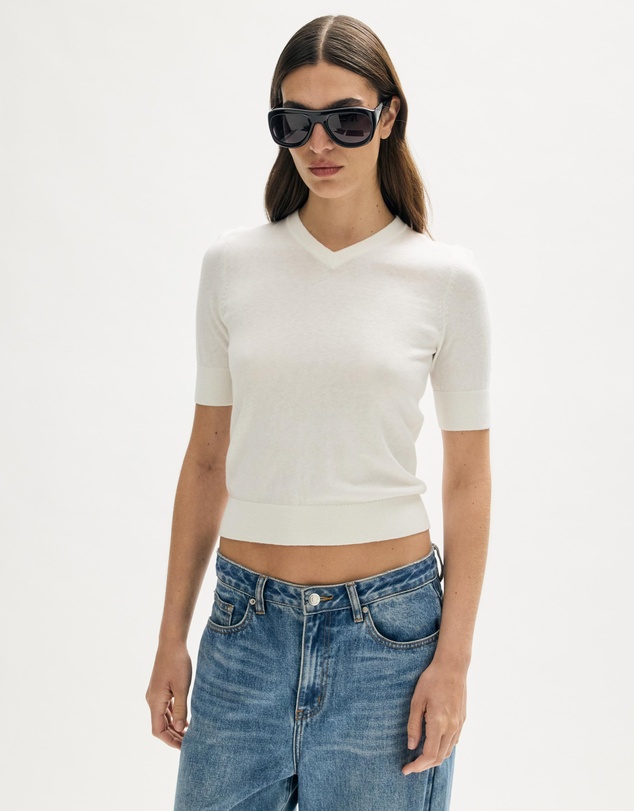Minima Esenciales - Rilo Organic Cotton Cashmere V Neck T-Shirt