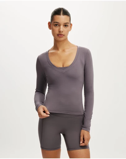 Cotton On Body Active - Ultra Soft Plunge Front Long Sleeve