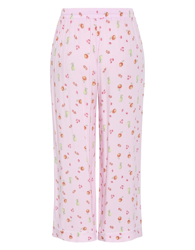City Chic - Plus size Kitty Berry Print Pyjama Pant - baby pink
