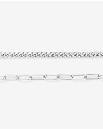 Michael Hill - Paperclip and Curb Link Chain Necklace in Sterling Silver