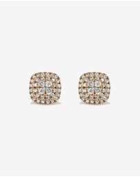 Michael Hill - 0.30 Carat TW Cushion Shaped Diamond Cluster Stud Earrings in 10kt Yellow Gold