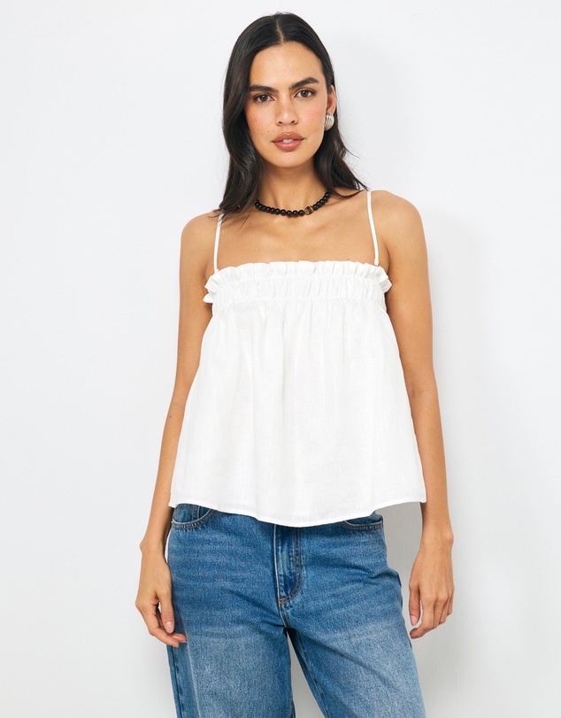 AERE - Alana Linen Strapless Top