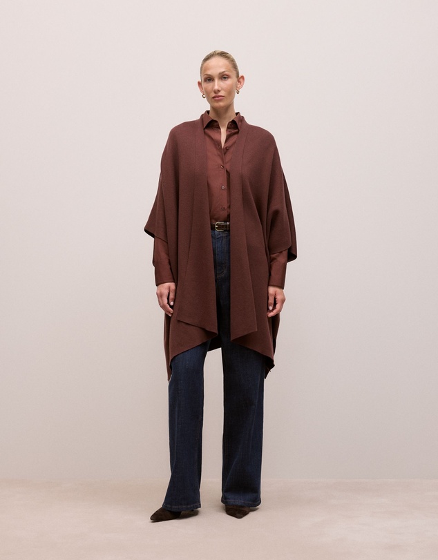 Trenery - Cotton Cashmere Blend Poncho in Espresso