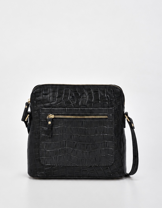 Cobb & Co - Kingsley Croc Leather RFID Safe Crossbody