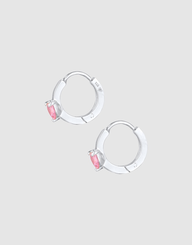Elli Jewelry - Zirconia Heart Kids Huggie Hoop Earrings in 925 Silver