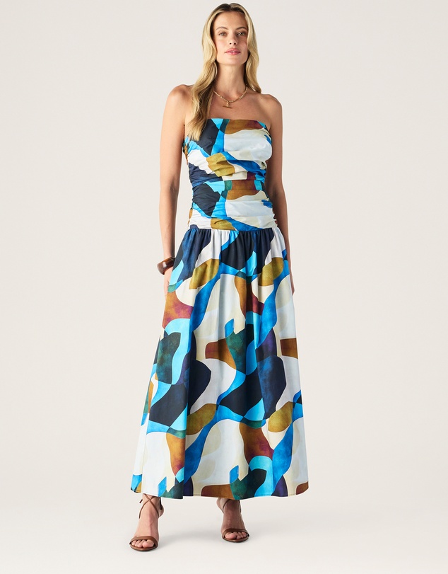 MOS The Label - Celestia Print Strapless Dress