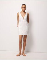 AERE - Fiora Linen Resin Trim Shift Dress