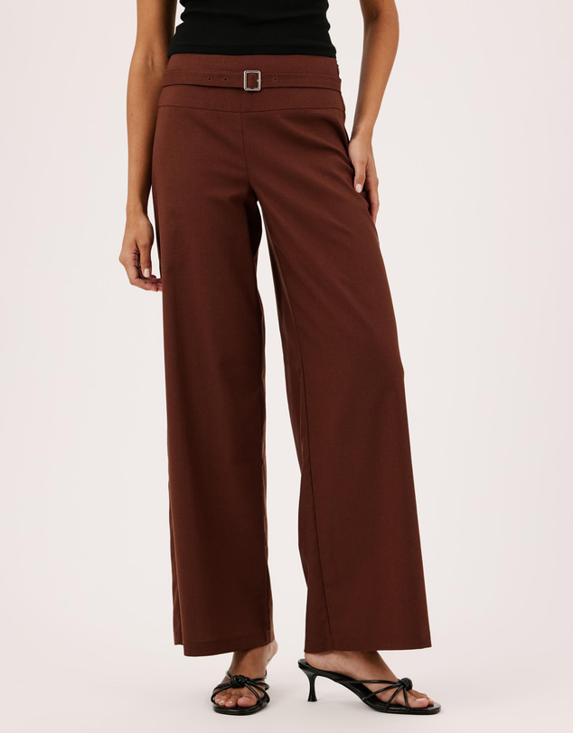 Atmos&Here - Lyra Mid Rise Linen Blend Pants with Tie