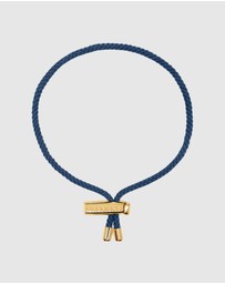 Nialaya Jewellery - Men's Navy Blue String Bracelet with Adjustable Gold Lock