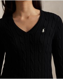 Polo Ralph Lauren - Cable-Knit Cotton V-Neck Sweater