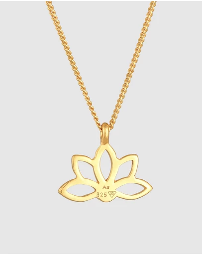 Elli Jewelry - Lotus Pendant Necklace in Gold-Plated 925 Silver
