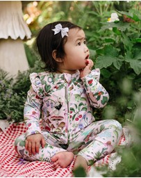 Fleur Harris - 'Enchanted Flowers Party' Precious Frill Coverall in Sugar Pink