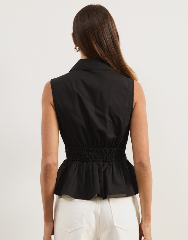 Atmos&Here - Casey Sleeveless Cotton Shirring Shirt