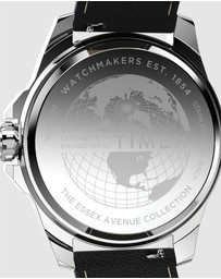 TIMEX - Essex Day & Date 46mm Leather Strap Watch