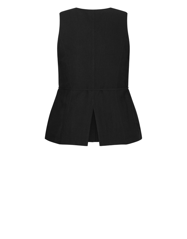 City Chic - Plus size Evani Tie Waist Vest - black