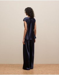 Trenery - Satin Cowl Neck Blouse in Night Sky