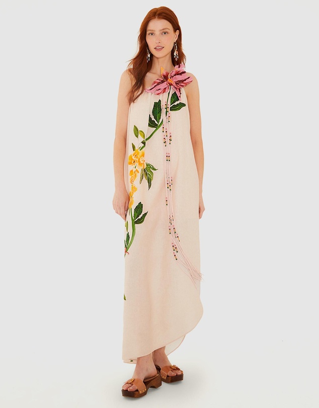 Farm Rio - Garden Terrace Pink One Shoulder Maxi Dress