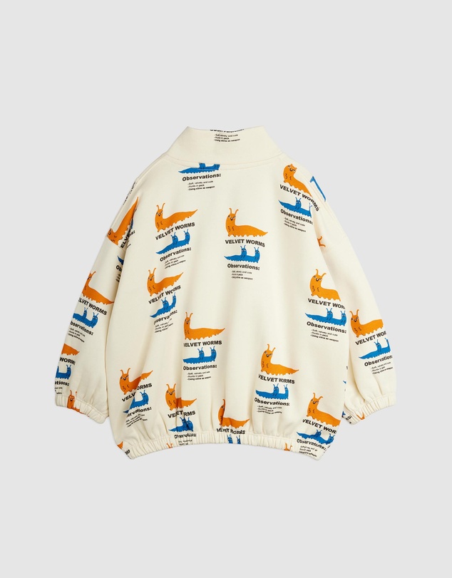 Mini Rodini - Velvet Worms Aop Half Zip Sweatshirt
