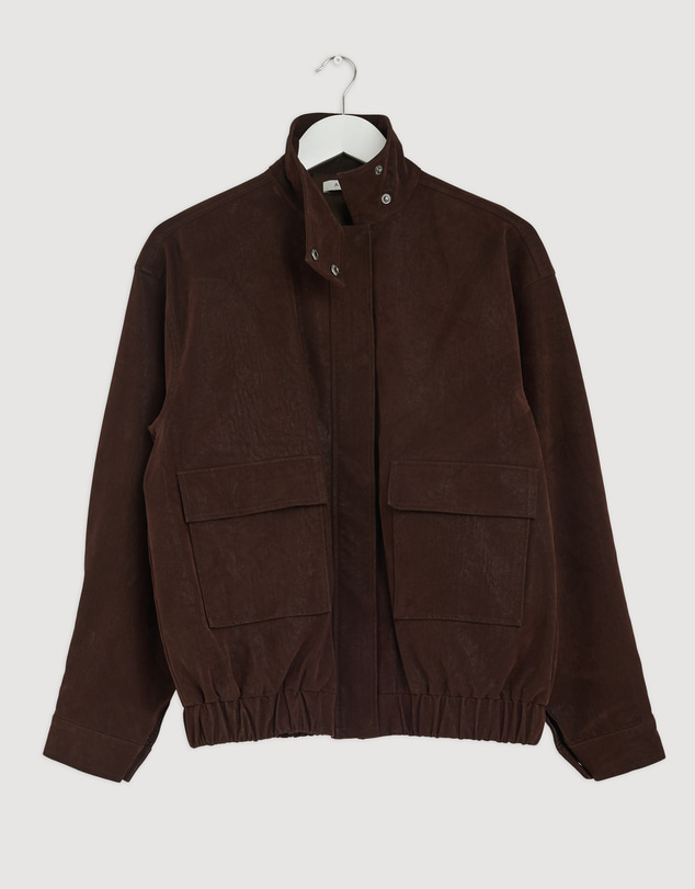 Revibe - Repaired AERE Ines Suede Look Funnel Neck Jacket - AU 6