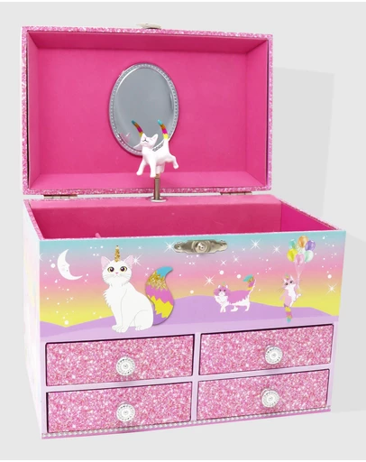 Pink Poppy - Caticorn Dreams Medium Musical Jewellery Box