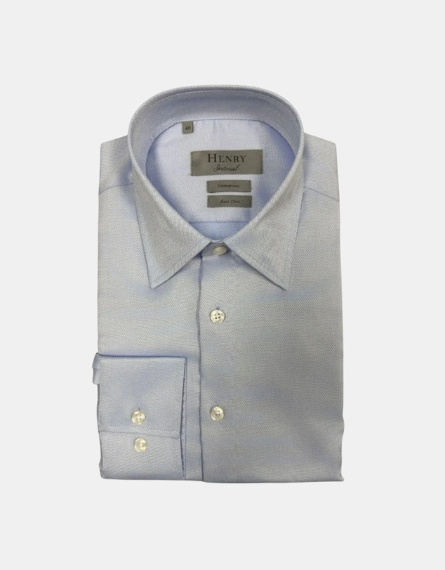 Henry Bucks - HENRY SARTORIAL Easy Care Cotton Shirt BLUE