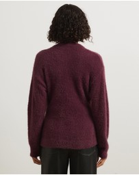 Atmos&Here - Cara Asymmetric Buttoned Knit Cardigan