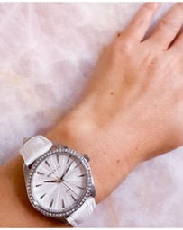 Maxum - Sydney - White Dial, Silver Tone Case & White Leather Band