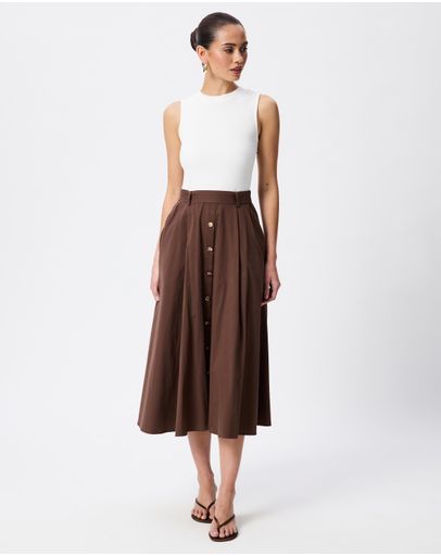 Brown Skirt Cream Top