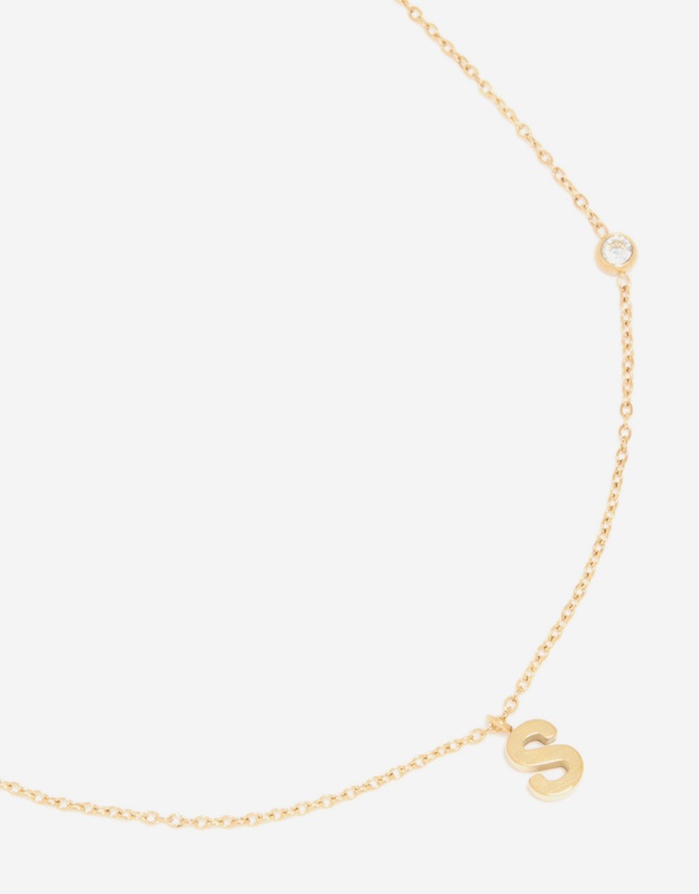 Lovisa - Waterproof Gold Plated Stainless Steel Letter S Dainty Pendant Necklace
