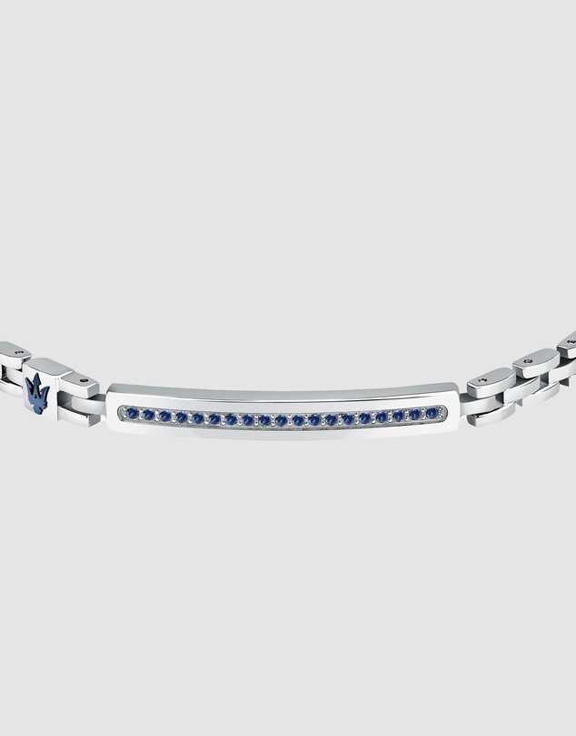 Maserati - Maserati Men's Stainless Steel Blue Logo Bracelet