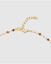 Nialaya Jewellery - Mini Beaded Necklace with Pearls and Tiger Eye