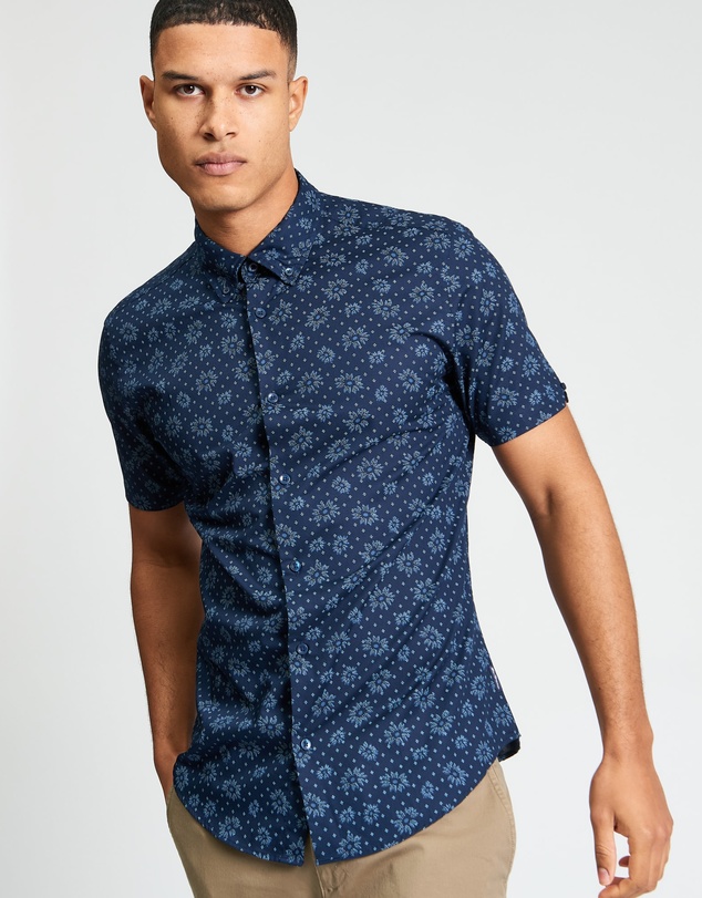 Ben Sherman - Floral Geo Print Short Sleeve Shirt
