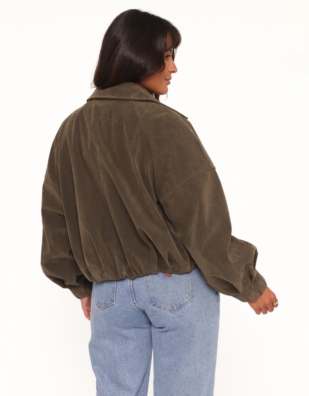Petal & Pup - Jensen Faux Suede Bomber Jacket - Olive