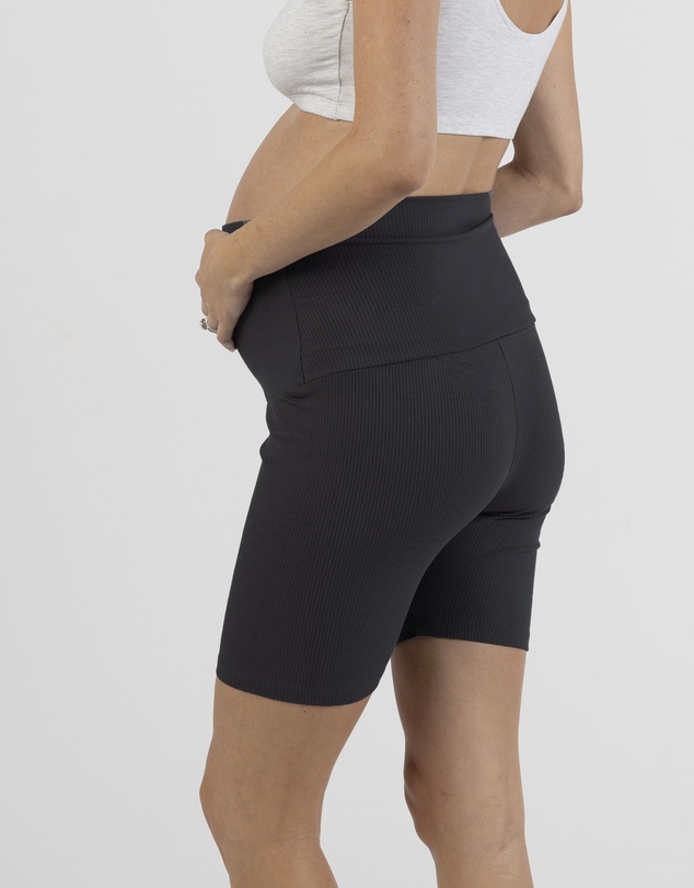 Angel Maternity - Maternity Rib Bamboo Bike Shorts in Black