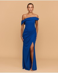 CATHERINE FERRARO - Sapphire Off Shoulder Gown