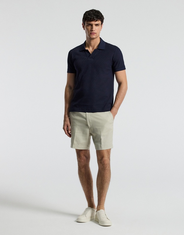 Calibre - Textured Open Neck Polo Navy