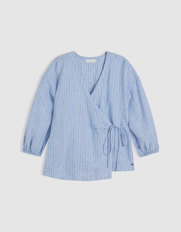 Tommy Hilfiger - Relaxed Fit Pure Linen Wrap Blouse